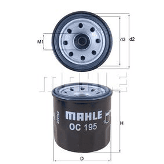 Filtro de óleo Mahle OC195, filtro aparafusado com uma válvula de retenção