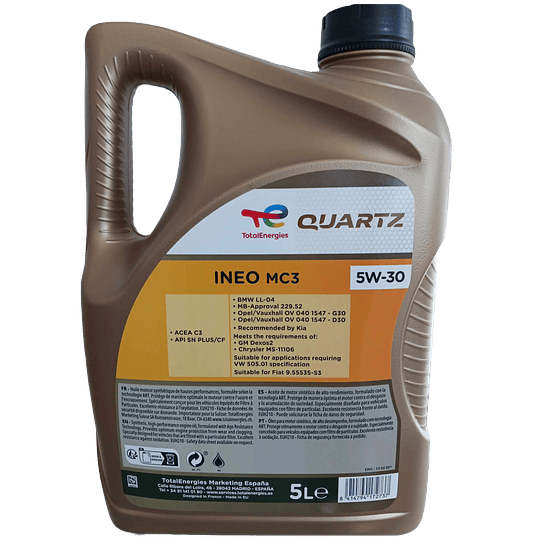 Óleo Total Quartz Ineo MC3 5w30 5L