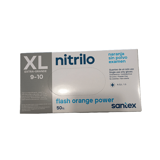 Luvas Nitrilo laranjas Tam:XL  50UN