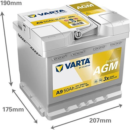  Bateria de arranque VARTA 12V 50Ah 540A B13 Bateria AGM