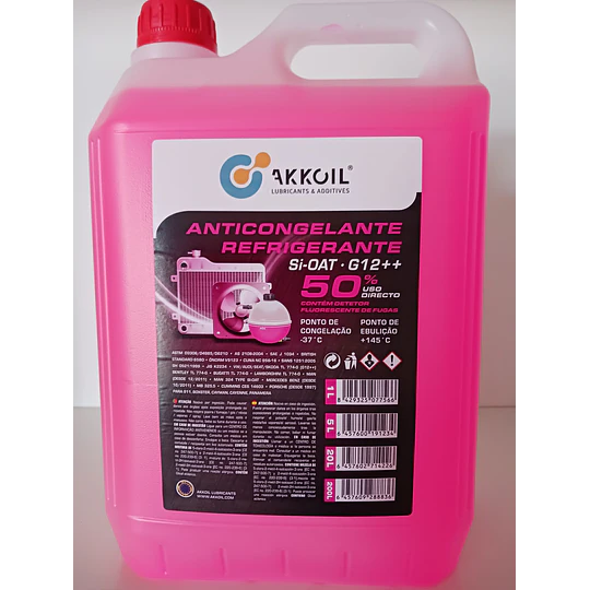 Anticongelante Akkoil Rosa Refrigerante 50% G12++  -37ºC  5L