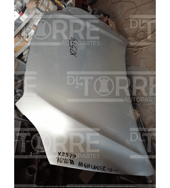 Cofre  de Toyota HIGHLANDER CENTRAL, delantero, EXTERIOR, SUPERIOR, 2008-2010