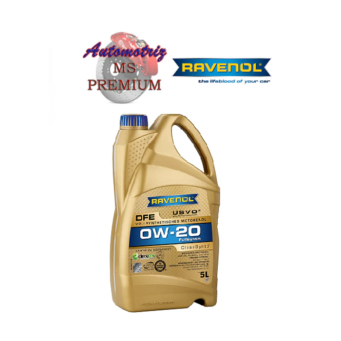 Aceite Ravenol DFE 0W20 Full Sintético 5 Lts ilsac GF6A