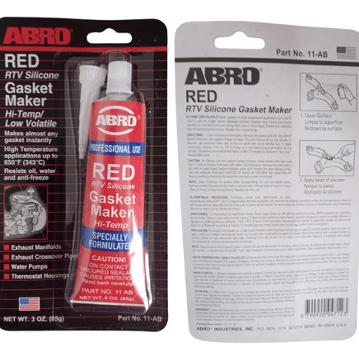 Silicona Roja Red Gasket Americana Abro Alta Temperatura 85g 1