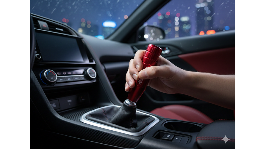 Pomo Palanca de Cambios Mugen Universal - Aluminio Extendido 13cm (Rojo) 1