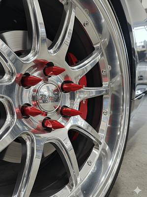 Set 20 Tuercas de Seguridad de aluminio  Punta de Bala - Lujo y Estilo (Rojo)