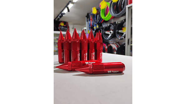 Set 20 Tuercas de Seguridad de aluminio  Punta de Bala - Lujo y Estilo (Rojo) 3