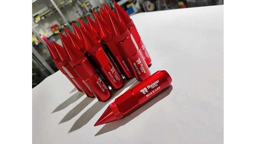 Set 20 Tuercas de Seguridad de aluminio  Punta de Bala - Lujo y Estilo (Rojo) 4