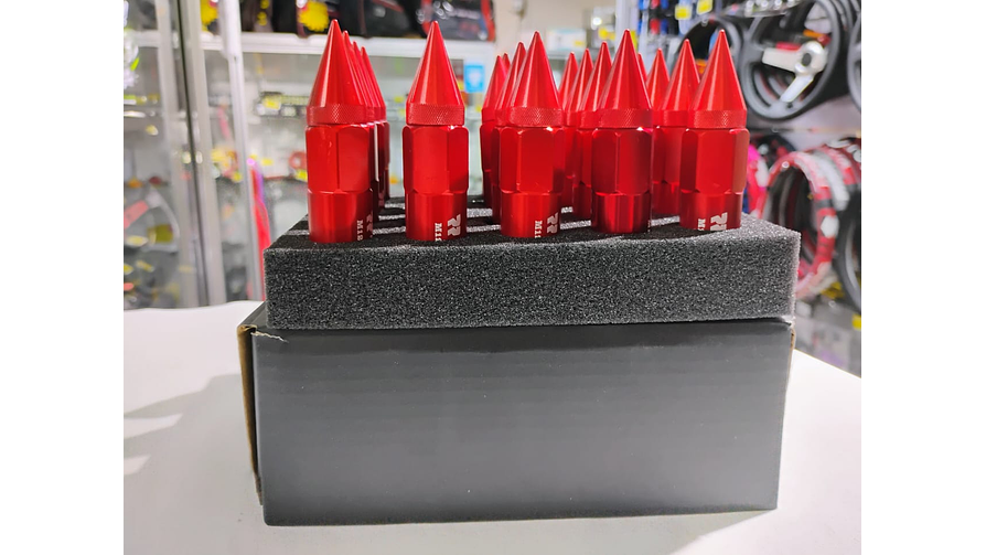 Set 20 Tuercas de Seguridad de aluminio  Punta de Bala - Lujo y Estilo (Rojo) 5