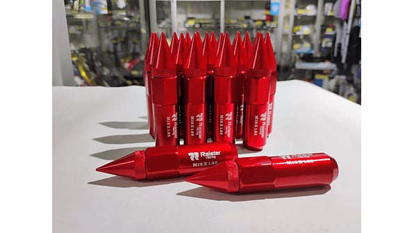 Set 20 Tuercas de Seguridad de aluminio  Punta de Bala - Lujo y Estilo (Rojo) 6