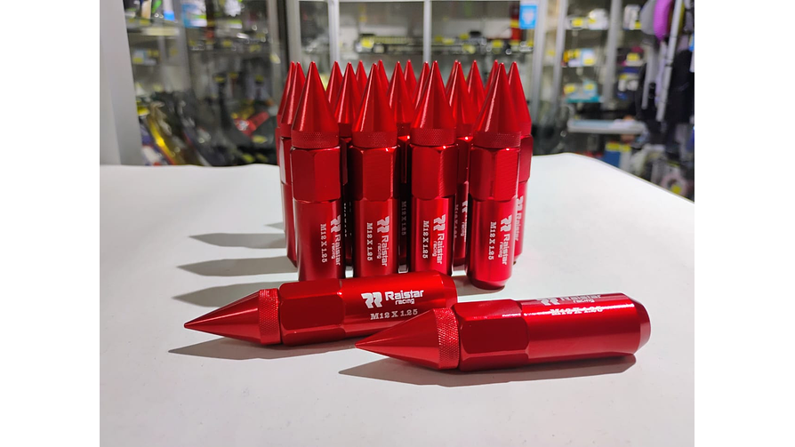 Set 20 Tuercas de Seguridad de aluminio  Punta de Bala - Lujo y Estilo (Rojo) 6