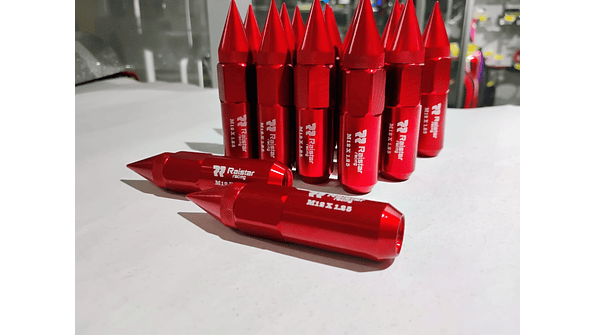 Set 20 Tuercas de Seguridad de aluminio  Punta de Bala - Lujo y Estilo (Rojo) 8