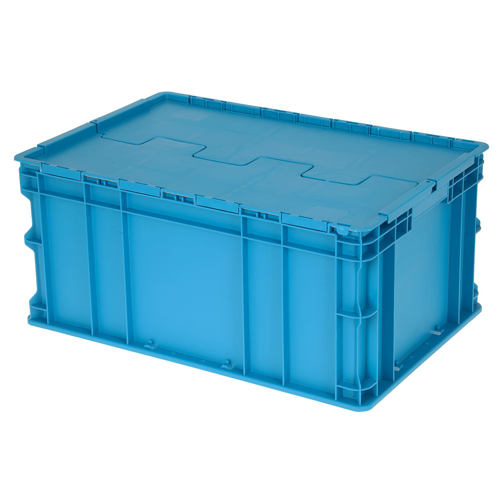 Caja plástica 60 litros, industrial, 32 x 40 x 60cm, azul, tapa