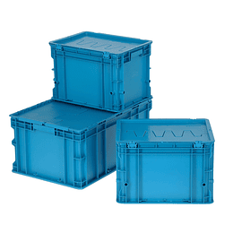 Pack de 3 contenedores apilables de plástico con ruedas, cajas
