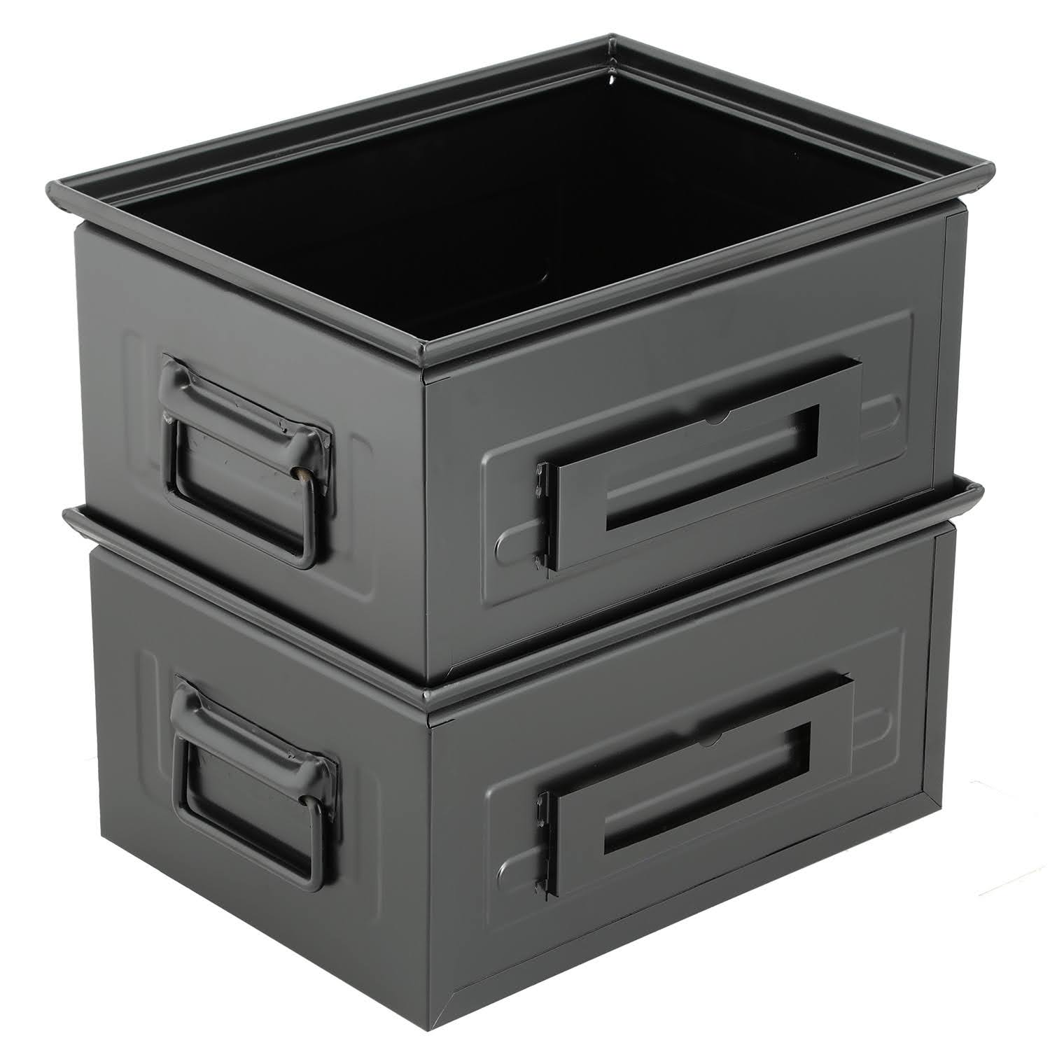 Pack de 2 Cajas de Acero IronBox de 40x30x20 cm Negra