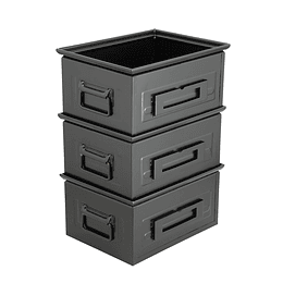 Pack de 3 Cajas de Acero IronBox de 40x30x20 cm Negra