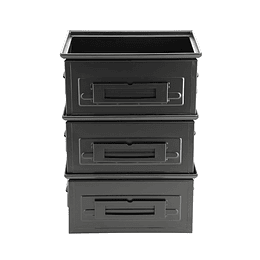 Pack de 3 Cajas de Acero IronBox de 40x30x20 cm Negra
