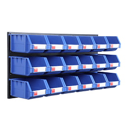 Set de 18 cajas organizadoras azules 15x24x12.4cm para pared