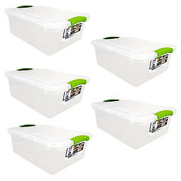 Pack de 5 Cajas Wenco Transparente Wenbox de 15 lts 42x32x16 cm 