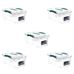 Pack de 5 Cajas Wenco Transparente Wenbox de 6 lts 33x22x15 cm 