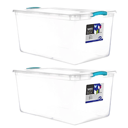 Pack de 2 Cajas Wenco Transparente Wenbox de 61 lts 66,8x39,6x31,5 cm