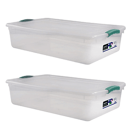 Pack de 2 Cajas Wenco Transparente Wenbox de 32 lts 66,8x39,6x16,2 cm