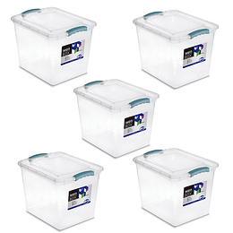 Pack de 5 Cajas Wenco Transparente Wenbox de 28 lts 42x32x31.2 cm