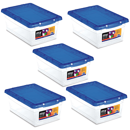Pack de 5 Cajas Wenco Transparente Mybox de 10 lts 38x26x14 cm