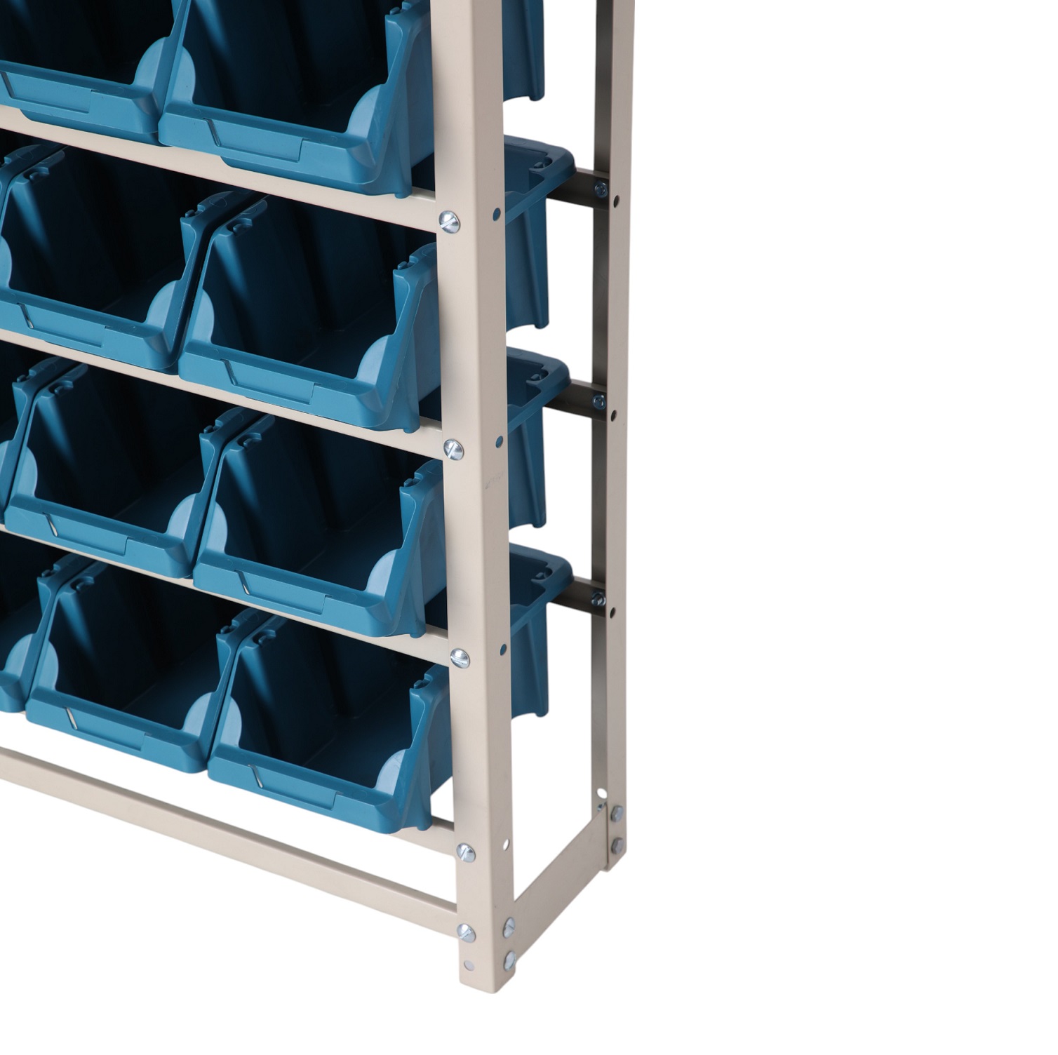 Rack 27x53x150 cm con 27 cajas de 15x26x12 cm