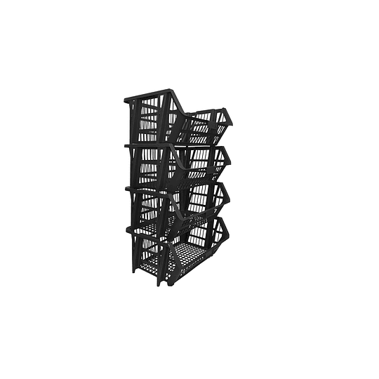 Canasto (cesto) apilable de 44x34x21 cm 22 litros negro