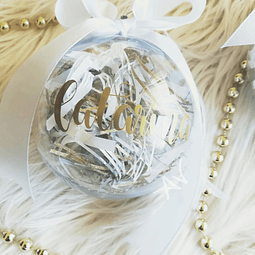 Bola de Natal Transparente decorada e com nome