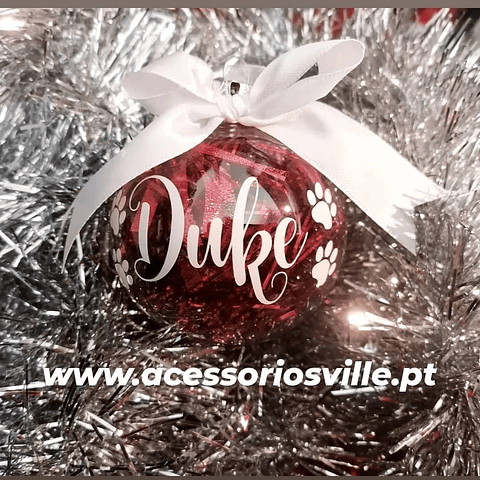 Bola de Natal Transparente decorada e com nome