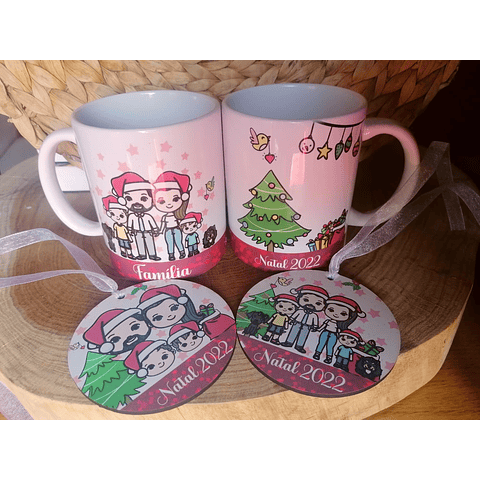 Caneca de Natal com família ou amigos totalmente personalizada e / ou bola de natal