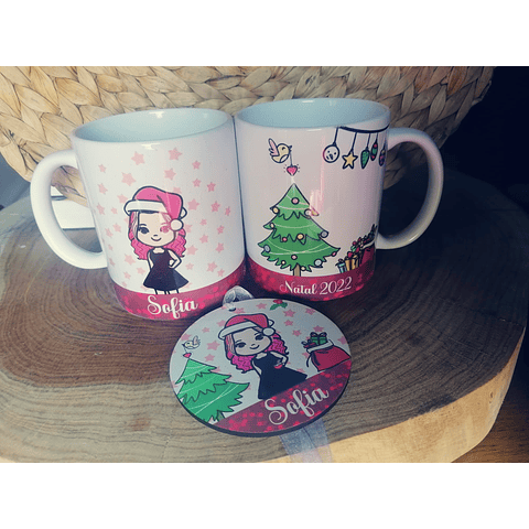 Caneca de Natal com família ou amigos totalmente personalizada e / ou bola de natal