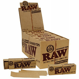 Caixa 24 Packs Filtros – Perfurados – Com cola - RAW Gummed Tips