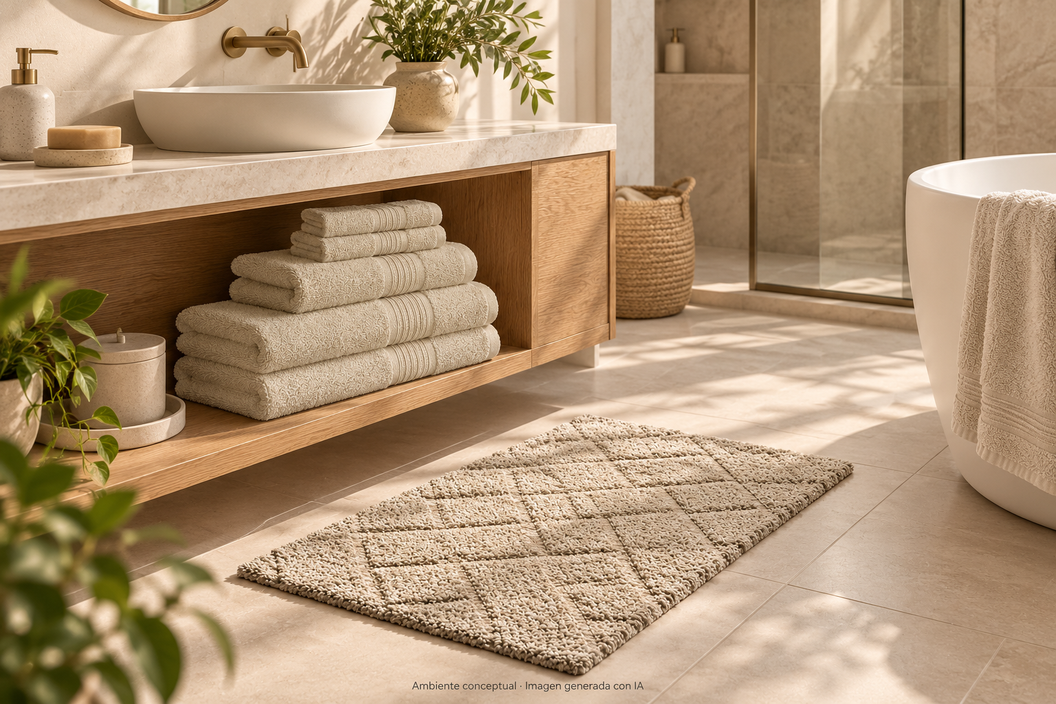Un baño en tonos naturales
