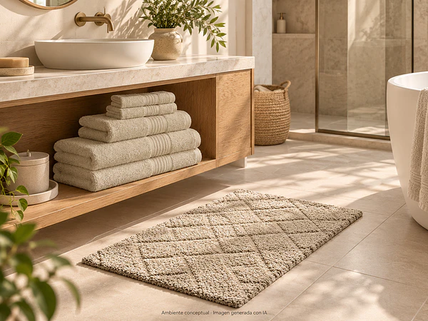 Un baño en tonos naturales