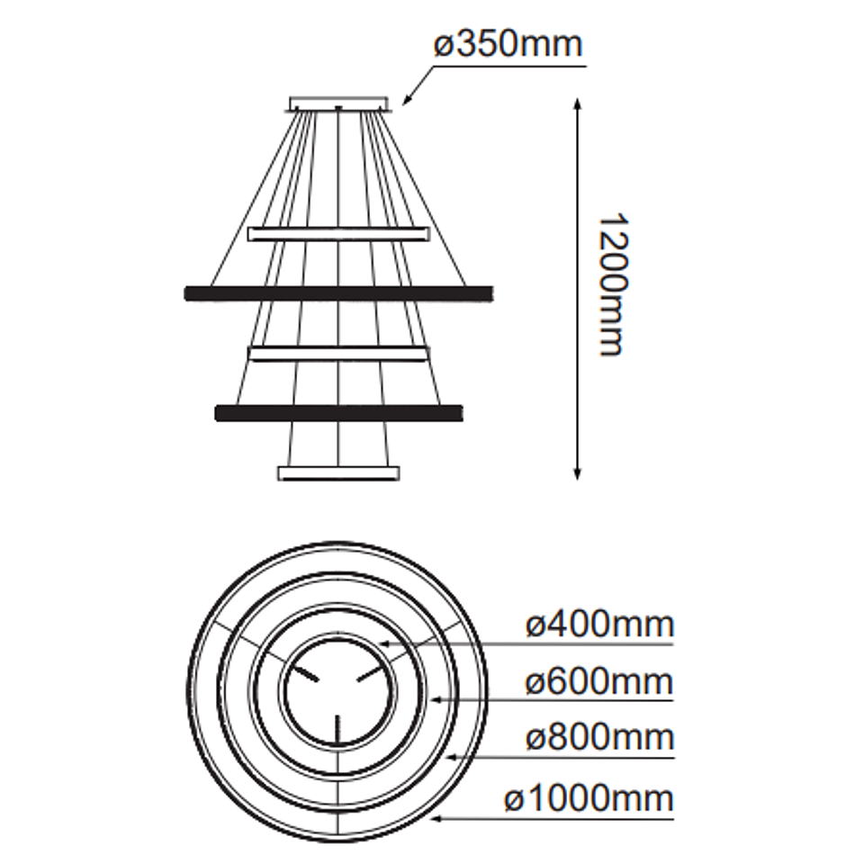 Q48175-GD Lámpara Olympia D1000*H1200 LED 160W 3000K