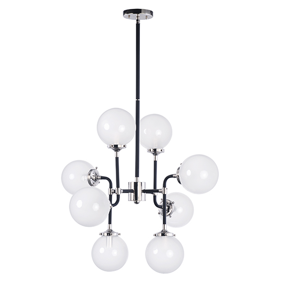 Atom 8-Luces Colgante Decorativa 24725WTBKPN﻿ Opalia Acab. Negro Níquel 