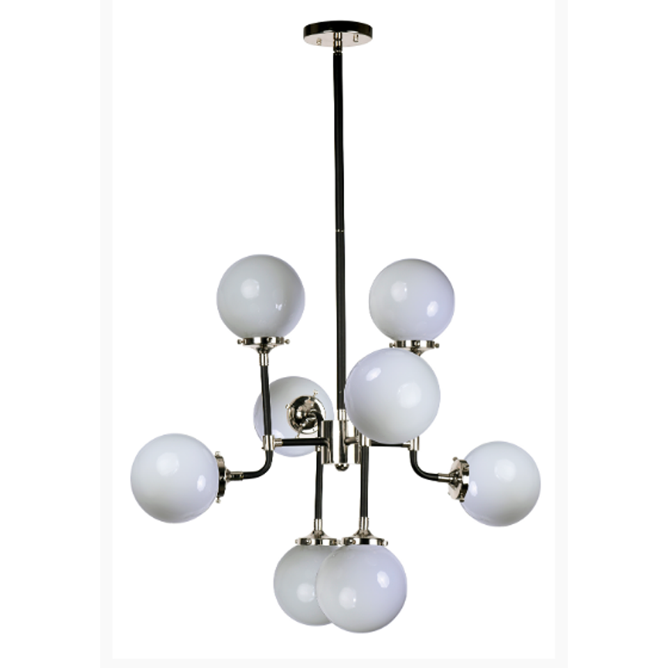 Atom 8-Luces Colgante Decorativa 24725WTBKPN﻿ Opalia Acab. Negro Níquel 