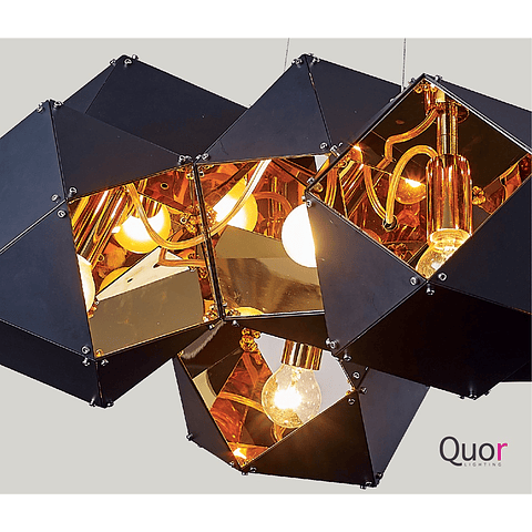 Lámpara Decorativa CUBE Q63606-BL 12 Luces Acab. Negro y Oro 