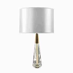 Lámpara de mesa clásica 3LMAT01 E26 Vidrio y Tela Acab. Blanco 