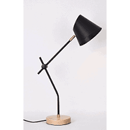Lámpara de mesa 3LMDI16 E26 Metal Madera Acab. Negro
