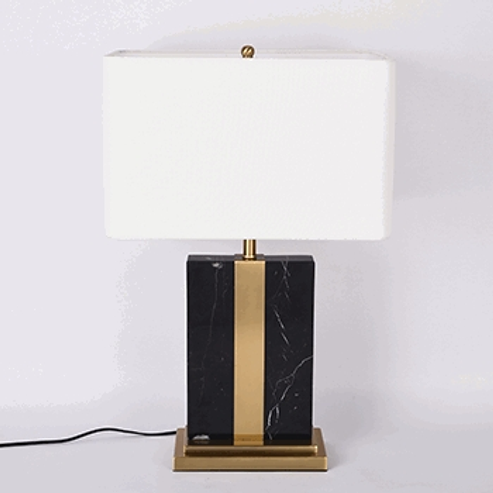 Lámpara de mesa clásica 3LMDI18 E26 Metal y Mármol Acab. Blanco