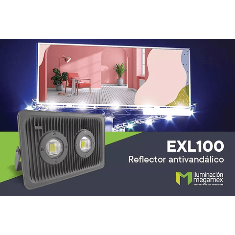 EXL100 REFLECTOR ANTIVANDÁLICO 100W IP65 Blanco Frío