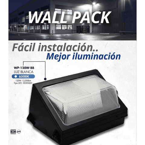 WP120W-BB WALL PACK 120W 12,000LM 100-305V 6500K IP65