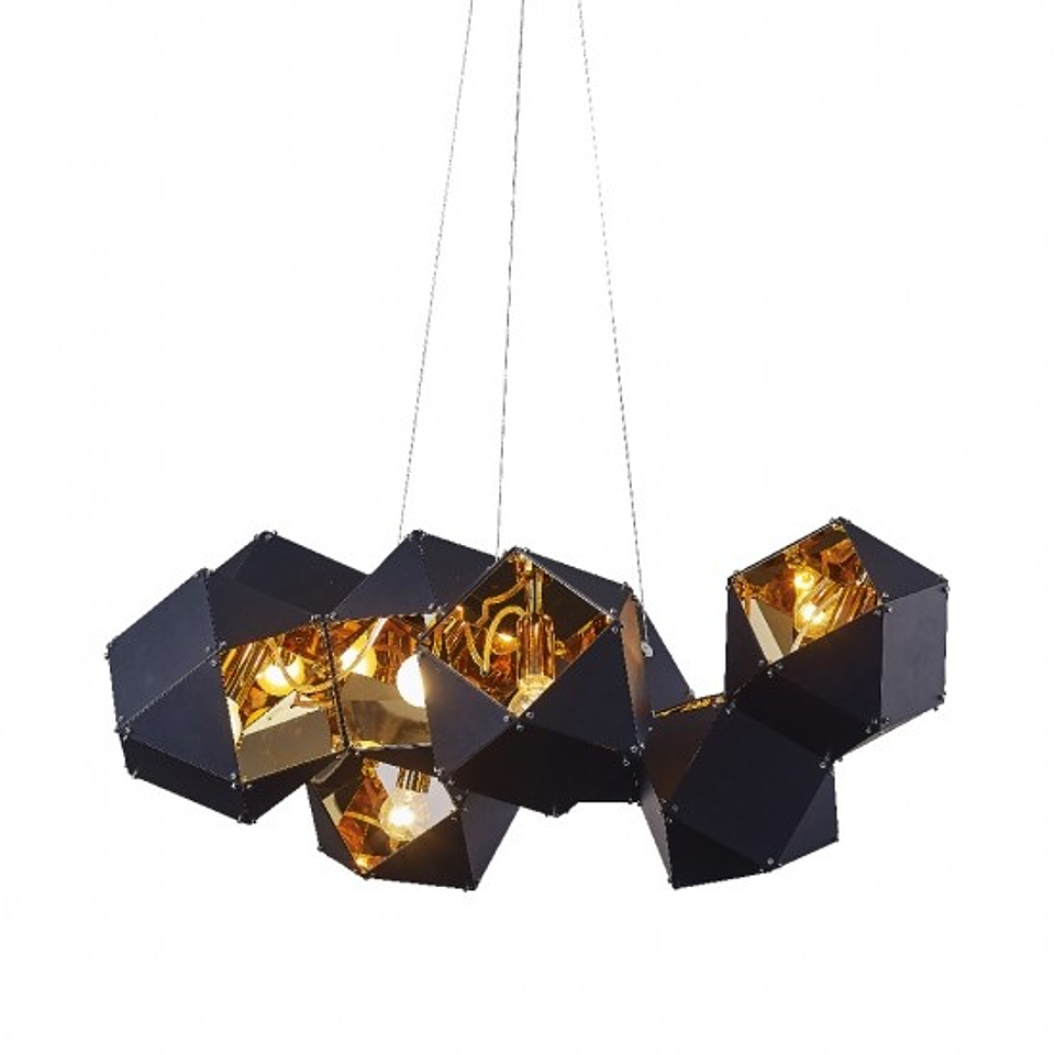 Lámpara Decorativa CUBE Q63505-BL 8 Luces ACAB. Negro+oro 