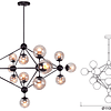 Q16082-BK Lámpara Miró 15 luces E26 Cristal Negro Smoke 