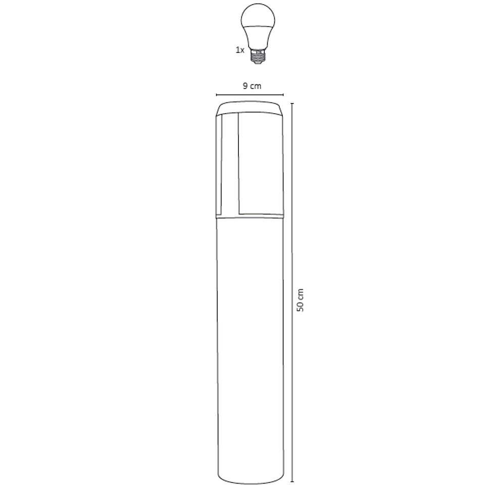 ADE-309 Luminaria Mini Poste Sobreponer Cilindro Aluminio Negro