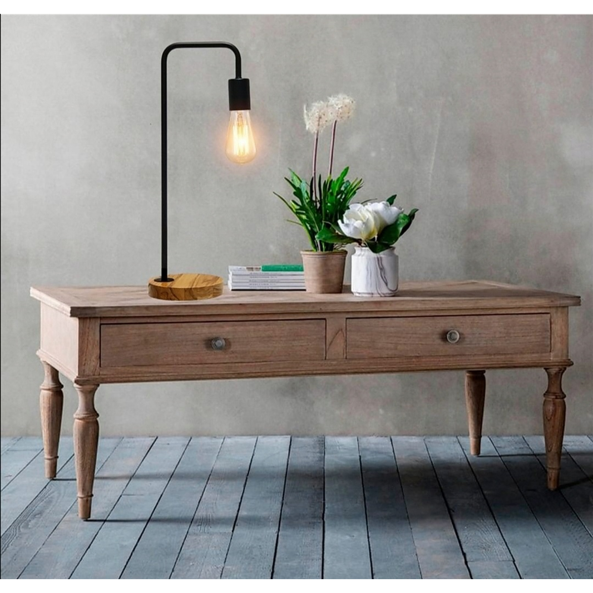 3LMTP414 Lámpara de Mesa Estilo Vintage Foco E26 Base Madera